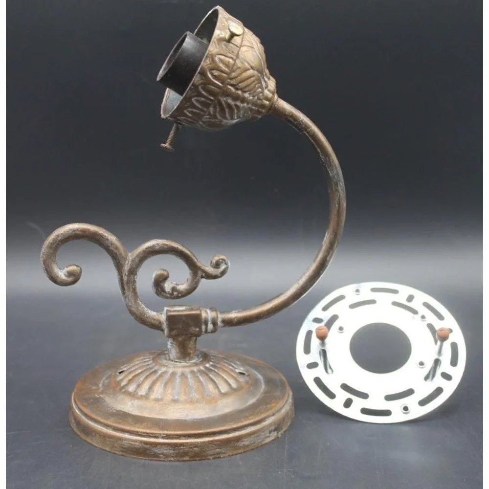 Vintage Wall Sconce Lamp w Ruby Red Frosted Glass Shade Art Deco Style